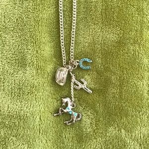 Girls Cowgirl Charm Necklace - turquoise or aqua
